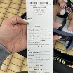Vaca Recycling - CRV recycling receipt!