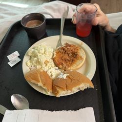 Fiesta Park Wellness and Rehabilitation - This was BBQ pork sandwich and potato salad. No greens and ice cream soup.