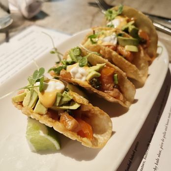 Nick's Manhattan Beach - Salmon Poke Tacos - American Near Me - Manhattan Beach, California Nick's Manhattan Beach - Salmon Poke Tacos - American Near Me - Manhattan Beach, California