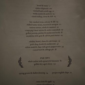 Lord's - Menu - British Near Me - New York, New York