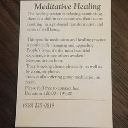 Meditative Healing Therapy - Description of meditative healing session and donation.
Text inquiries
