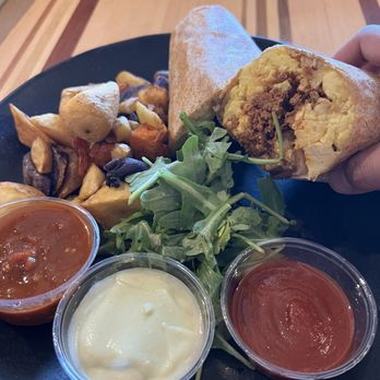 Root Down DIA - Breakfast burrito - New American Near Me - Denver, Colorado Root Down DIA - Breakfast burrito - New American Near Me - Denver, Colorado