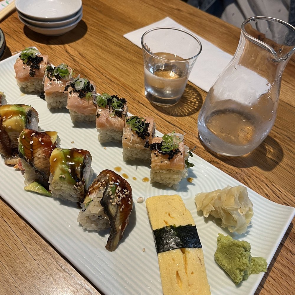 Hamano Sushi - Dragon roll - eel, sunset roll - salmon - Sushi Bars Near Me - San Francisco, California