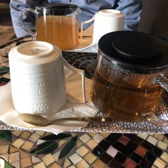 Coquelicot Gallery and Cafe - My white tea and his ginger turmeric tea - Art Galleries Near Me - Palatine, Illinois