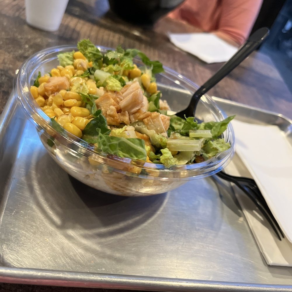 Krave - Chicken teriyaki bowl with corn, cilantro, and they're sweet teriyaki sauce and lettuce - Poke Near Me - Tulare, California Krave - Chicken teriyaki bowl with corn, cilantro, and they're sweet teriyaki sauce and lettuce - Poke Near Me - Tulare, California