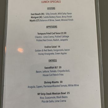Red 36 - Specials menu Fresh raw Oysters - Seafood Near Me - Mystic, Connecticut
