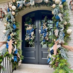 Two Daughters Design Company - Christmas Porch/Front Door Wreaths: Blue Velvet ribbon
