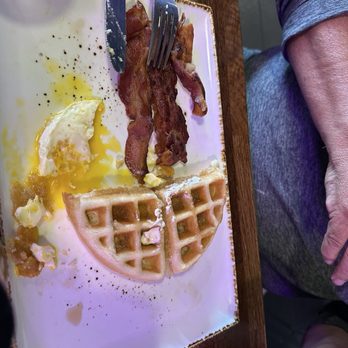 Madres Brunch - Waffle with a side of bacon and one egg - Breakfast & Brunch Near Me - Riverside, California