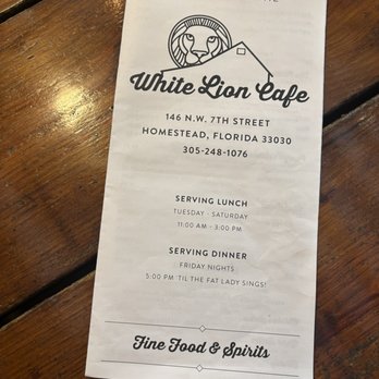 White Lion Cafe - The menu is impressive with fresh plates every day! - American Near Me - Homestead, Florida White Lion Cafe - The menu is impressive with fresh plates every day! - American Near Me - Homestead, Florida