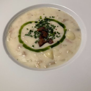 Emery - Clam chowder with leek and pork belly. Tasted like cream of potato with some clams. Pork belly and leek  distorts the flavor of the chowder - Seafood Near Me - Cincinnati, Ohio