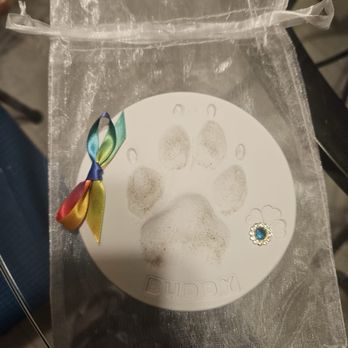 Rainbow Bridge Pets Cremations - The paw print on clay. - Pet Cremation Services Near Me