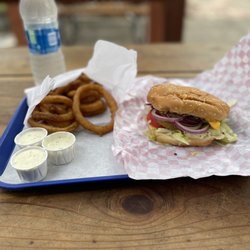 Walker Burger - Quarter Pound Walker Burger and amazing onion rings