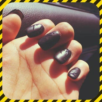 Nail Spa Palace - Compliments of Kobie  matte black nails with a little shine - Nail Salons Near Me - Bellflower, California