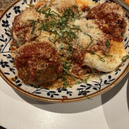 Eggplant Parmesan and an order of meatballs