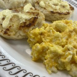 Waffle House - Scrambled eggs, biscuits and grits