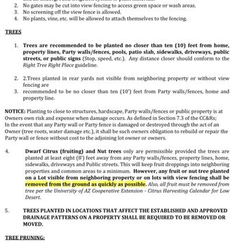 Associated Asset Management - Rules for trees in our neighborhood - Property Management Near Me - Tempe, Arizona