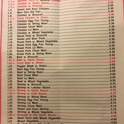 Menu. As of 4/4/16