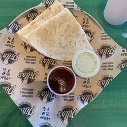 Lone Star quesadilla with bar-b-que sauce and cilantro dipping sauce Lone Star quesadilla with bar-b-que sauce and cilantro dipping sauce