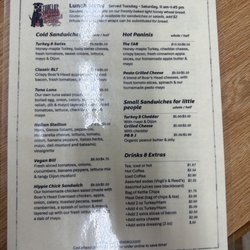 Front of menu