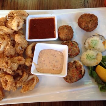 Dockside Market & Grill - Appetizer sampler - calamari, two types of baked clam and crab balls.  Each delightful in its own and super fresh and flavorful. - Seafood Near Me - Flemington, New Jersey