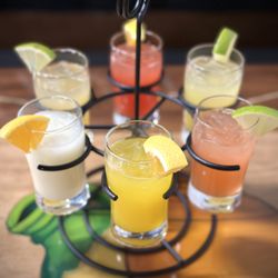 Pepper’s Mexican Grill - Margarita flight. Choose 6 flavors. Frozen or on the rocks