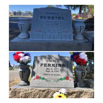 Hugs 4 Headstones - Upright granite headstone cleaning with engraving paint touch up - Stonemasons Near Me Hugs 4 Headstones - Upright granite headstone cleaning with engraving paint touch up - Stonemasons Near Me