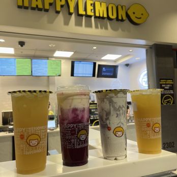 Happy Lemon - Fresh honey lemon green tea (2), dragon fruit lychee juice with salted cheese, ube milk tea. YUM - Bubble Tea Near Me - Hurst, Texas
