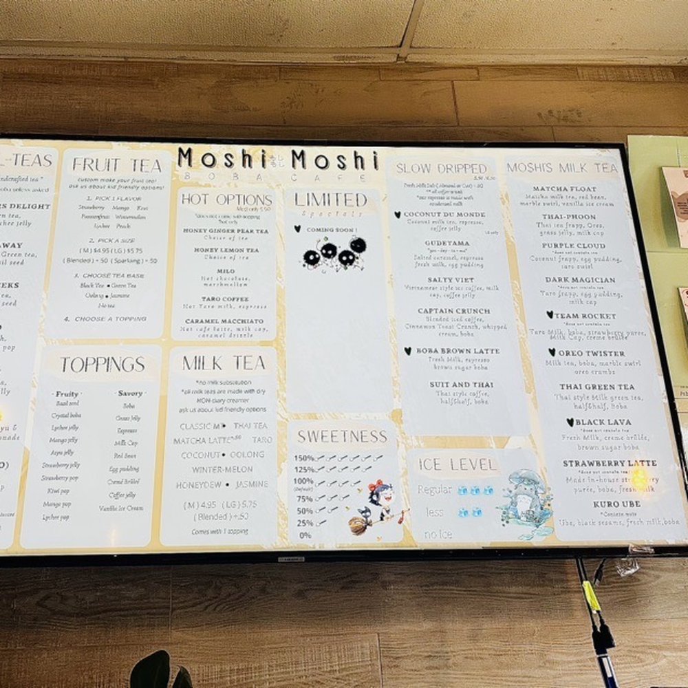 Moshi Moshi Boba Cafe - Menu - Bubble Tea Near Me - Greensboro, North Carolina Moshi Moshi Boba Cafe - Menu - Bubble Tea Near Me - Greensboro, North Carolina