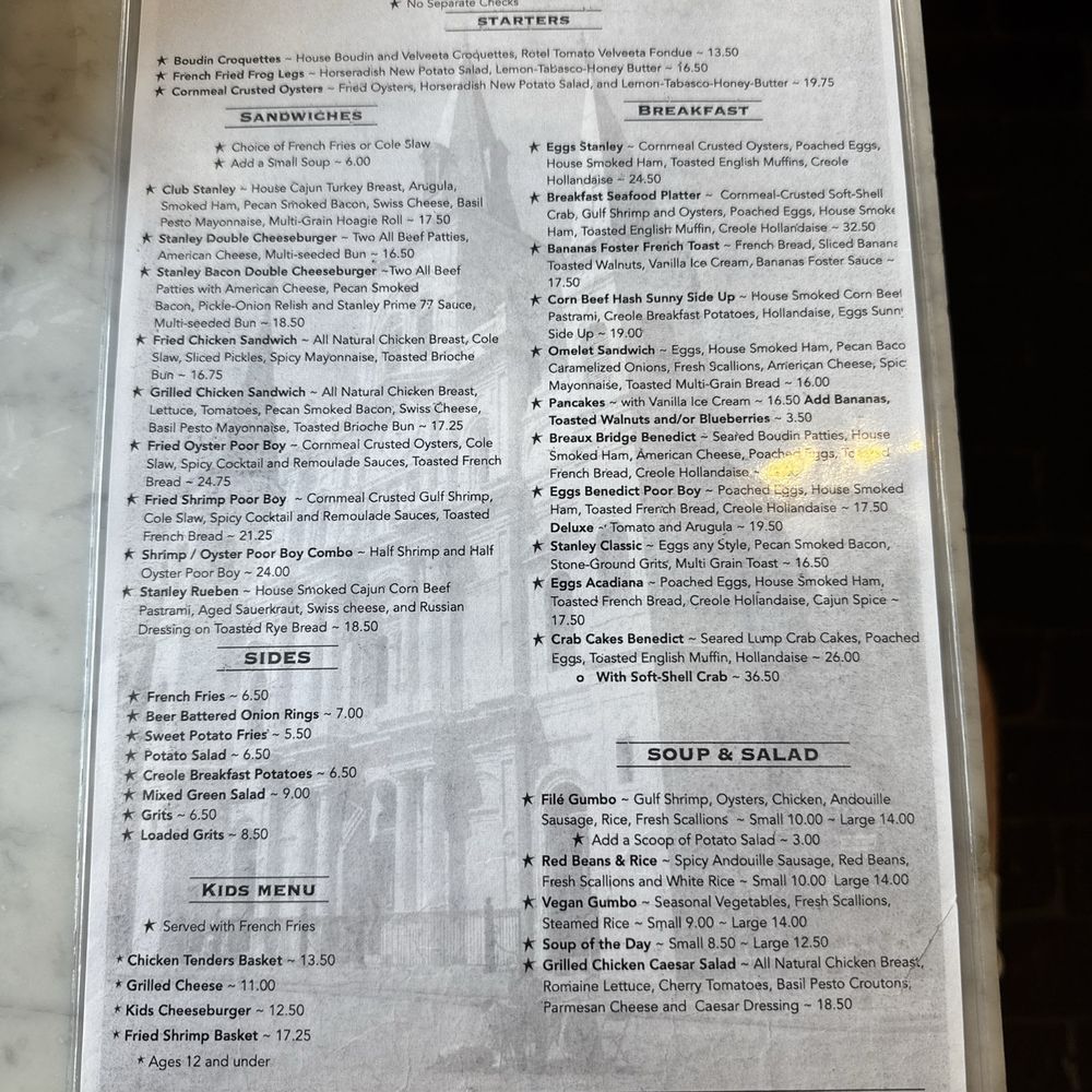 Stanley - Menu - Breakfast & Brunch Near Me - New Orleans, Louisiana