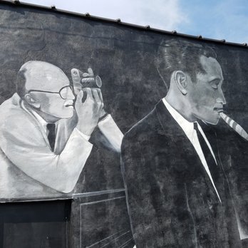 Indiana Avenue Jazz Masters - on the left is Duncan Scheidt who was a jazz documentarian and whose images were referenced for the mural - Public Art Near Me - Indianapolis, Indiana Indiana Avenue Jazz Masters - on the left is Duncan Scheidt who was a jazz documentarian and whose images were referenced for the mural - Public Art Near Me - Indianapolis, Indiana