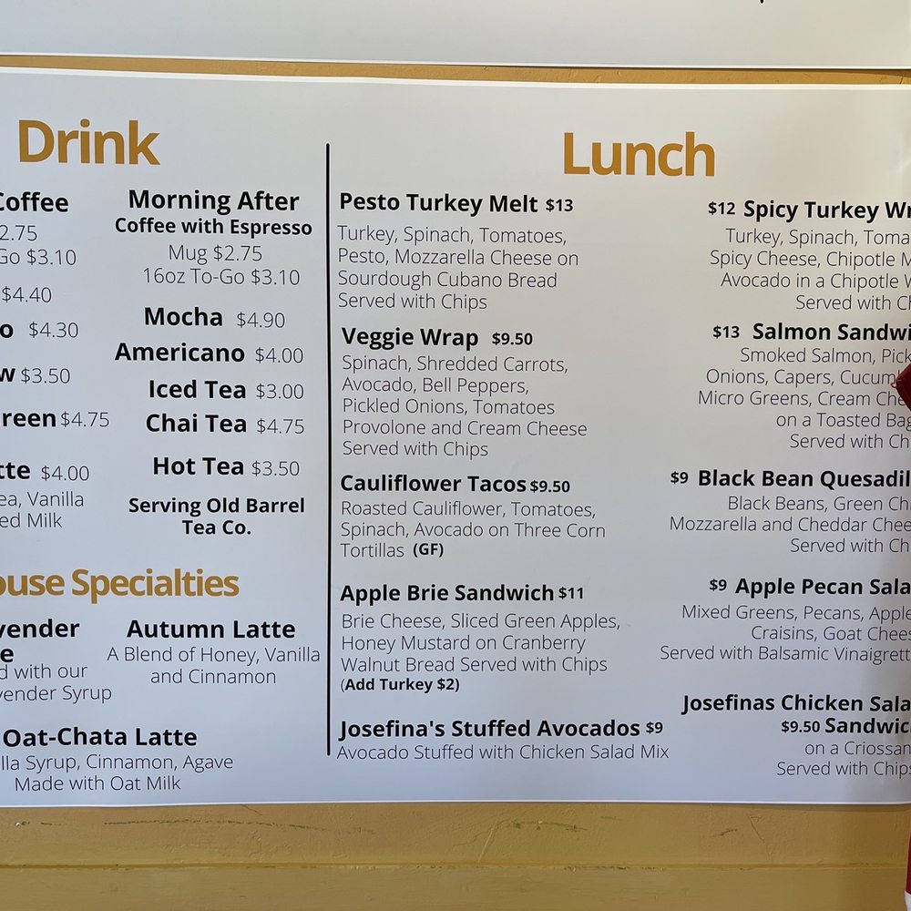 The Bean at Josefinas - the menu for lunch - Cafes Near Me - Las Cruces, New Mexico The Bean at Josefinas - the menu for lunch - Cafes Near Me - Las Cruces, New Mexico