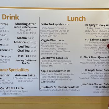 The Bean at Josefinas - the menu for lunch - Cafes Near Me - Las Cruces, New Mexico