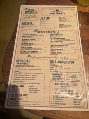 Menu photo 5 Bar Tulio's Miami, FL