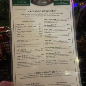 Patterson's Pub - Partial menu - American Near Me - Mendocino, California Patterson's Pub - Partial menu - American Near Me - Mendocino, California