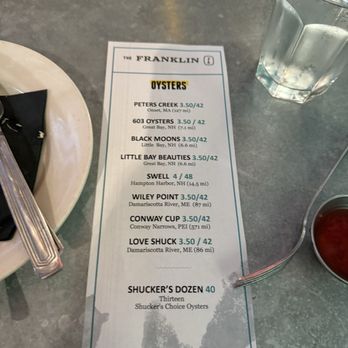 The Franklin - The days oyster selections! Not a looser in the bunch! - Seafood Near Me - Portsmouth, New Hampshire The Franklin - The days oyster selections! Not a looser in the bunch! - Seafood Near Me - Portsmouth, New Hampshire