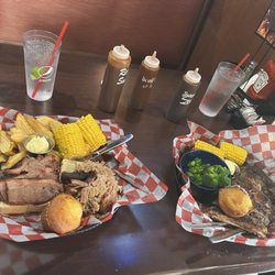Famous Dave's Bar-B-Que - Wife and I tried a little Texas Beef Brisket, pulled pork, and spare ribs!  We both enjoyed the corn!  I liked the large fries!