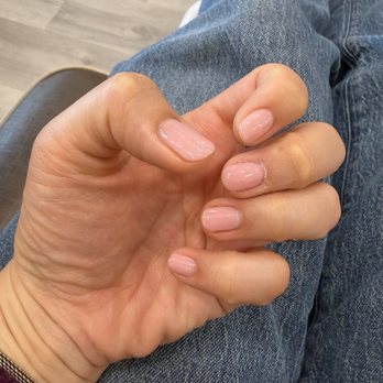 Aura Nail & Lash - My favorite nude pink color for my short nails! DCD #3. - Nail Salons Near Me - Brea, California