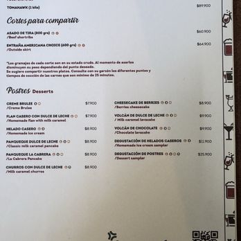 La Cabrera - Menu - Steakhouses Near Me - Santiago, RM La Cabrera - Menu - Steakhouses Near Me - Santiago, RM
