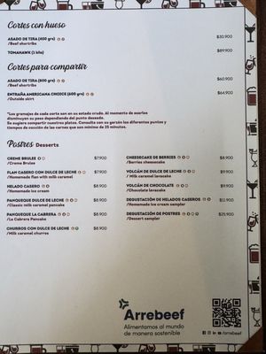 Menu photo 3 La Cabrera Santiago, RM Menu photo 3 La Cabrera Santiago, RM