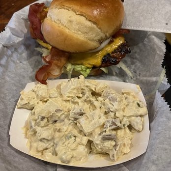 Apex Wings - The naked clucker sandwich, blackened with potato salad. - Chicken Wings Near Me - Apex, North Carolina Apex Wings - The naked clucker sandwich, blackened with potato salad. - Chicken Wings Near Me - Apex, North Carolina