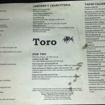 Toro - 6/19/13 Thurs dinner menu - Tapas Bars Near Me - Boston, Massachusetts Toro - 6/19/13 Thurs dinner menu - Tapas Bars Near Me - Boston, Massachusetts