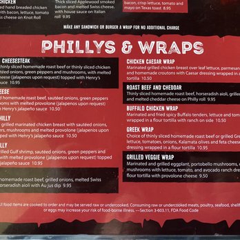 Henry's Restaurant & Bar - Philly's & Wraps Menu - American Near Me - Columbia, South Carolina
