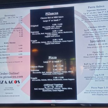Pizaacos - a menu on a large screen - Pizza Near Me - Hutchinson, Kansas