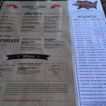 Common Theory - Menu and beer list - Gastropubs Near Me - San Diego, California