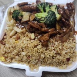 Wah Lung Restaurant - Beef N Broccoli combo. Comes with rice and fries