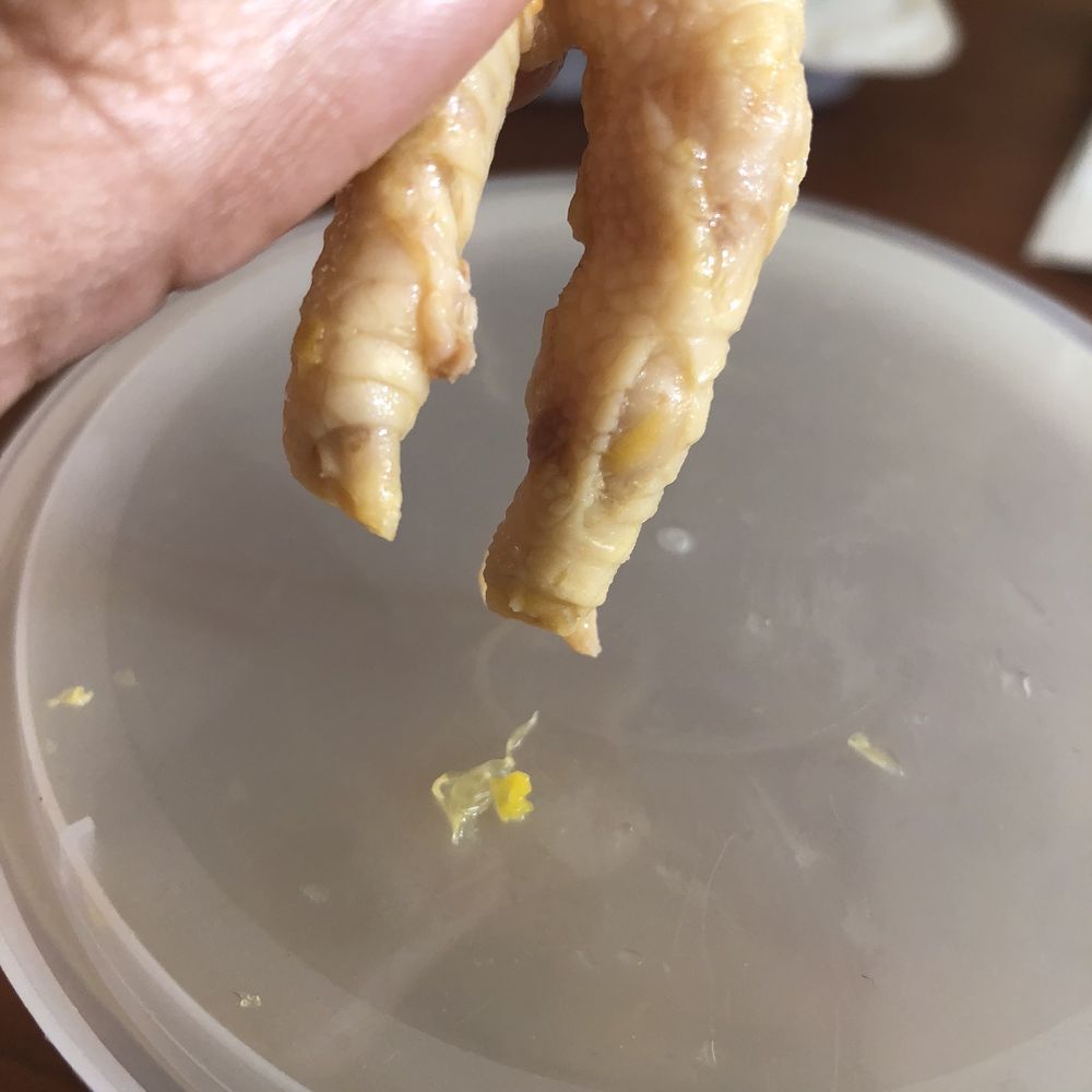 Chicken foot soup. The nails was still on the chicken feet so they didn't clean the chicken