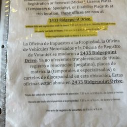 Travis County Tax Office - This is the new address: 2433 Ridgepoint drive