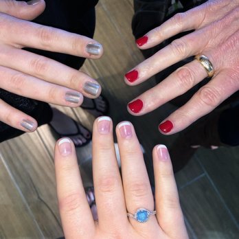Tropical Nails & Spa - Red and French are gel and silver is regular polish. - Nail Salons Near Me - Mount Pleasant, South Carolina
