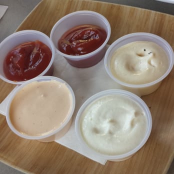 Hapa J's - Dipping sauces for the fries, these were good too - Hawaiian Near Me - San Clemente, California