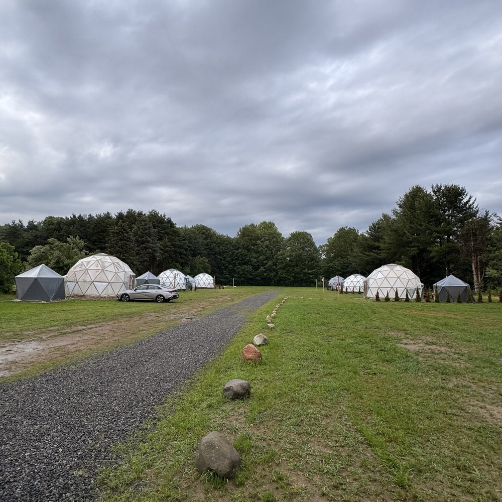 Dome Haven Campground - Domes on far end of bathhouse toward the river - Campgrounds Near Me - South Haven, Michigan Dome Haven Campground - Domes on far end of bathhouse toward the river - Campgrounds Near Me - South Haven, Michigan